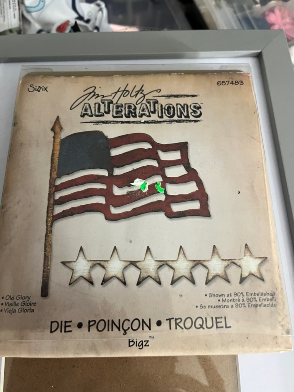 Sizzix Tim Holtz Alterations Die - American Flag in Red, Blue, Gold, White